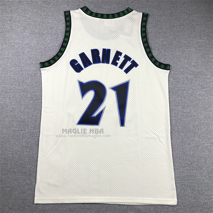 Maglia
 Kevin Garnett NO 21 Minnesota Timberwolves Mitchell & Ness Chainstitch Crema
